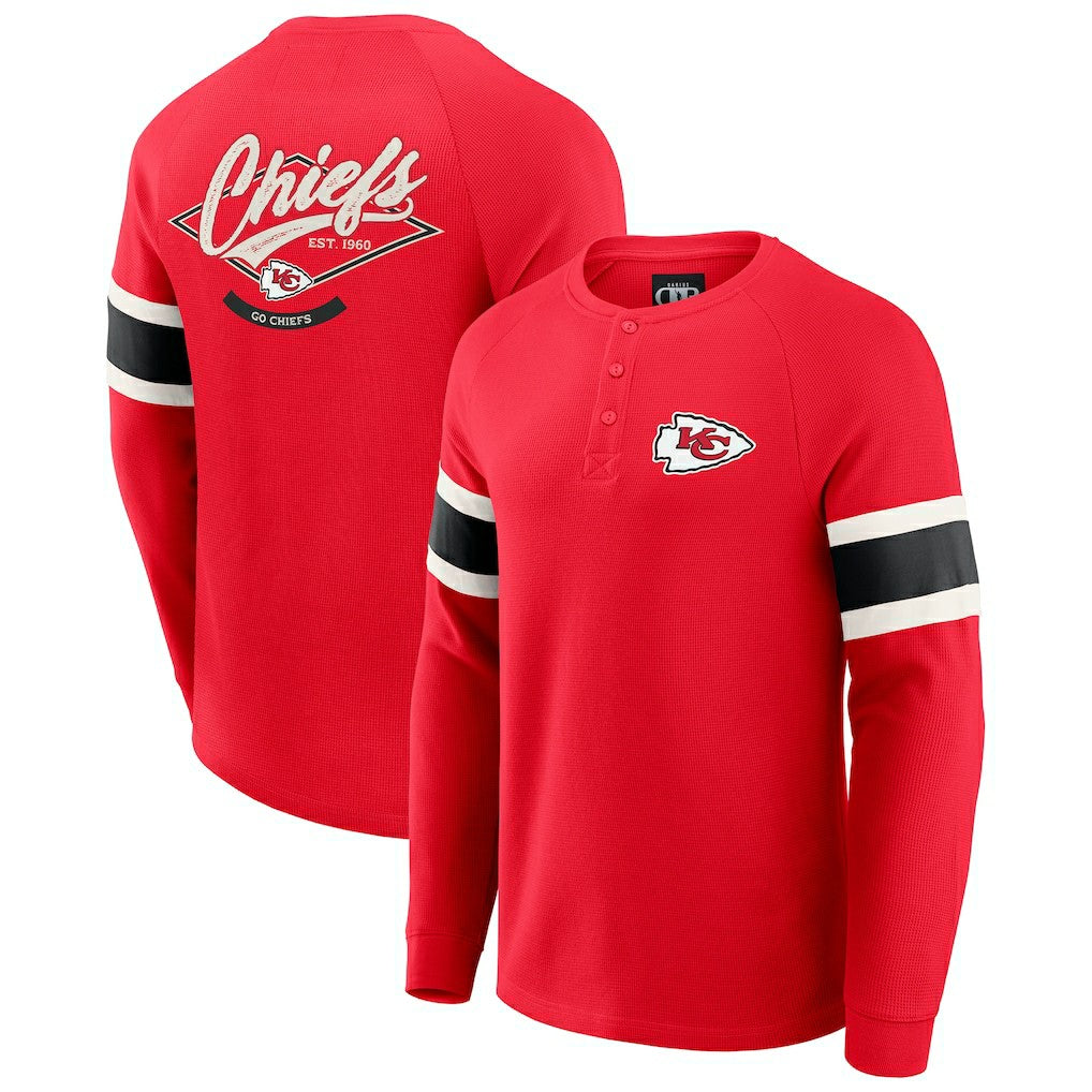 Kansas City Chiefs Fanatics Darius Rucker Collection Waffle-Knit Raglan Long Sleeve Henley T-Shirt