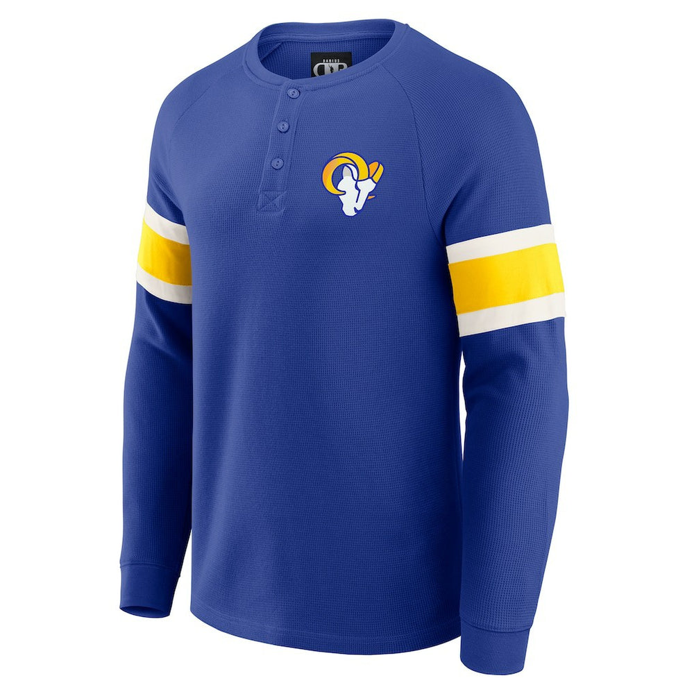 Los Angeles Rams Fanatics Darius Rucker Collection Waffle-Knit Raglan Long Sleeve Henley T-Shirt