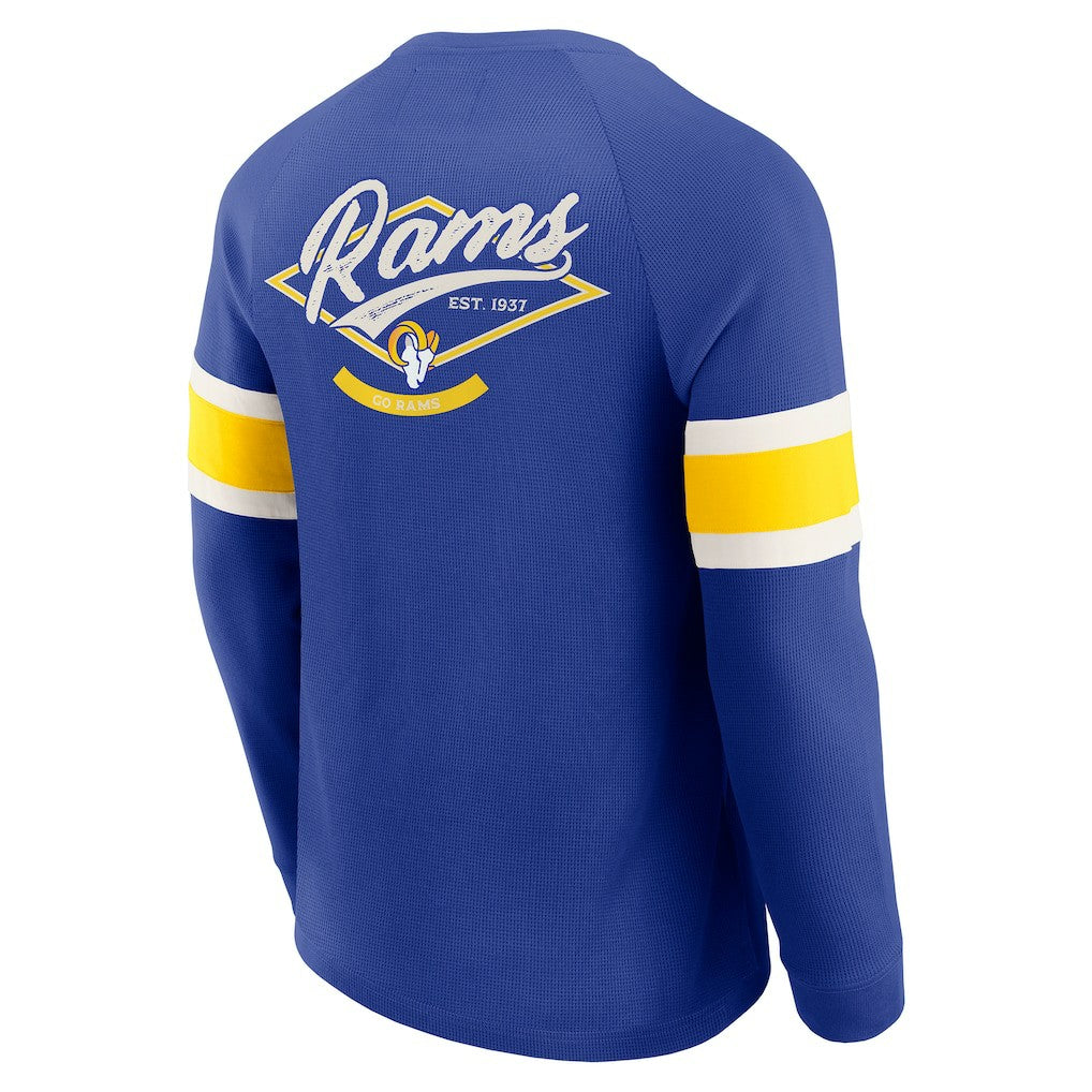 Los Angeles Rams Fanatics Darius Rucker Collection Waffle-Knit Raglan Long Sleeve Henley T-Shirt