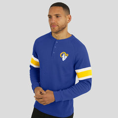 Los Angeles Rams Fanatics Darius Rucker Collection Waffle-Knit Raglan Long Sleeve Henley T-Shirt