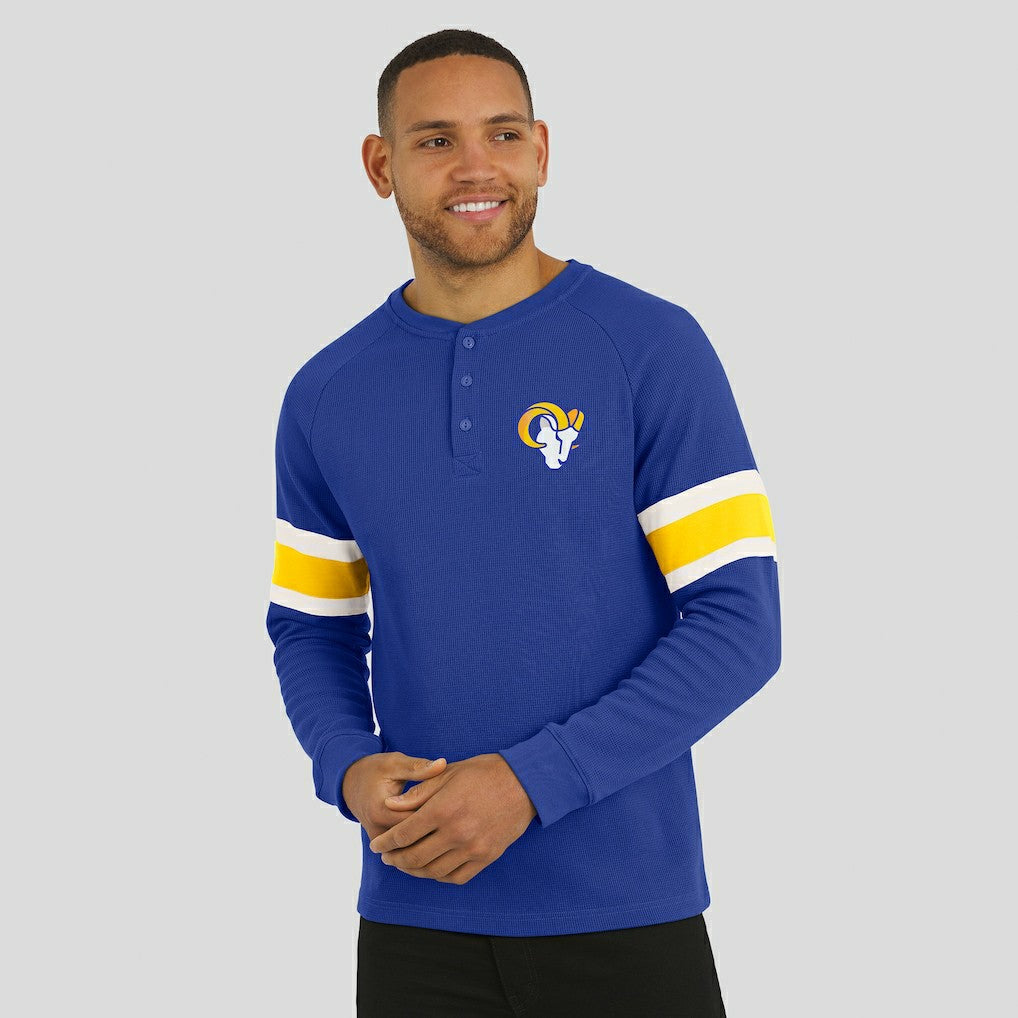 Los Angeles Rams Fanatics Darius Rucker Collection Waffle-Knit Raglan Long Sleeve Henley T-Shirt