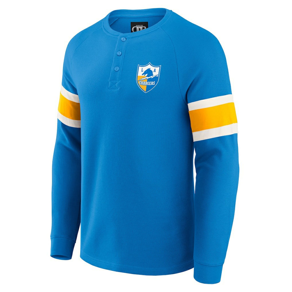 Los Angeles Chargers Fanatics Darius Rucker Collection Waffle-Knit Raglan Long Sleeve Henley T-Shirt