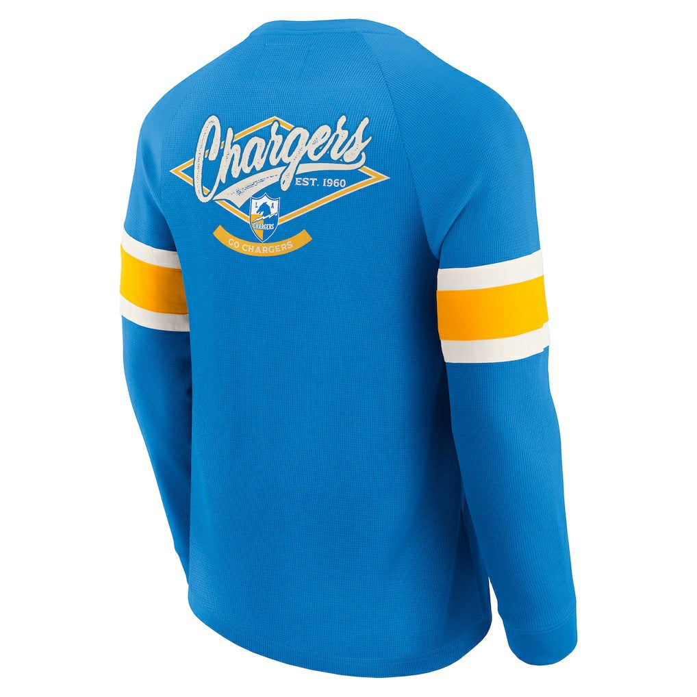 Los Angeles Chargers Fanatics Darius Rucker Collection Waffle-Knit Raglan Long Sleeve Henley T-Shirt