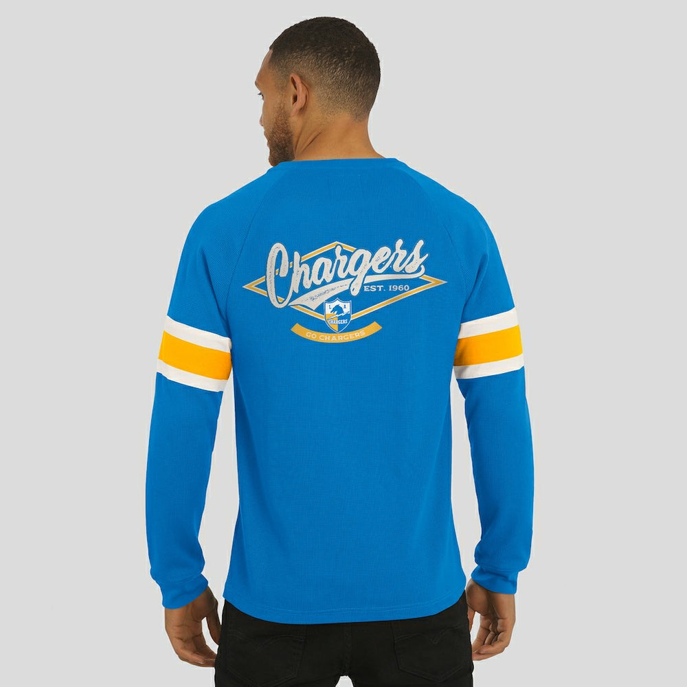 Los Angeles Chargers Fanatics Darius Rucker Collection Waffle-Knit Raglan Long Sleeve Henley T-Shirt