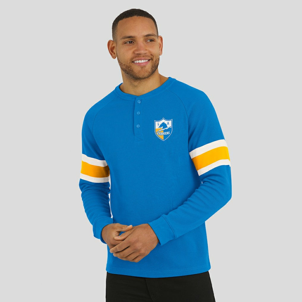 Los Angeles Chargers Fanatics Darius Rucker Collection Waffle-Knit Raglan Long Sleeve Henley T-Shirt