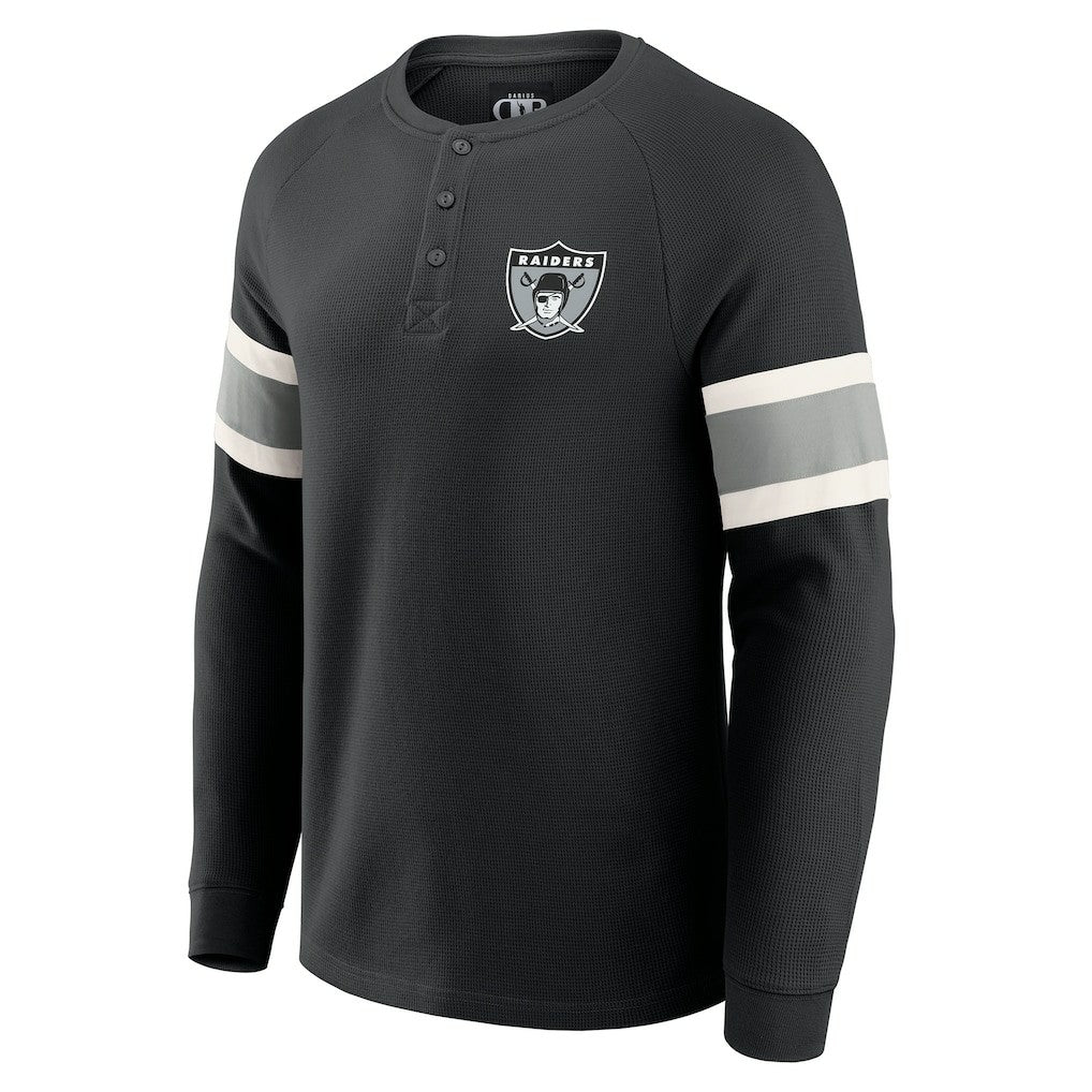Las Vegas Raiders Fanatics Darius Rucker Collection Waffle-Knit Raglan Long Sleeve Henley T-Shirt