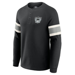 Las Vegas Raiders Fanatics Darius Rucker Collection Waffle-Knit Raglan Long Sleeve Henley T-Shirt