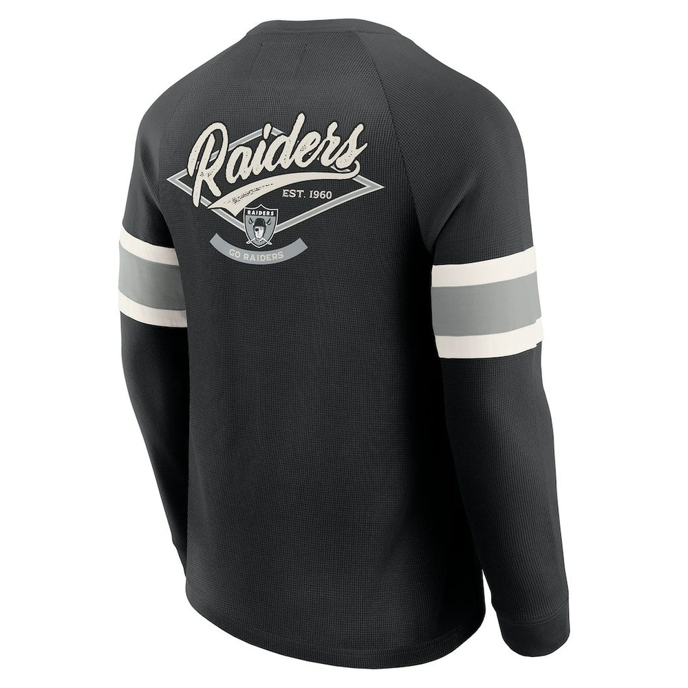 Las Vegas Raiders Fanatics Darius Rucker Collection Waffle-Knit Raglan Long Sleeve Henley T-Shirt