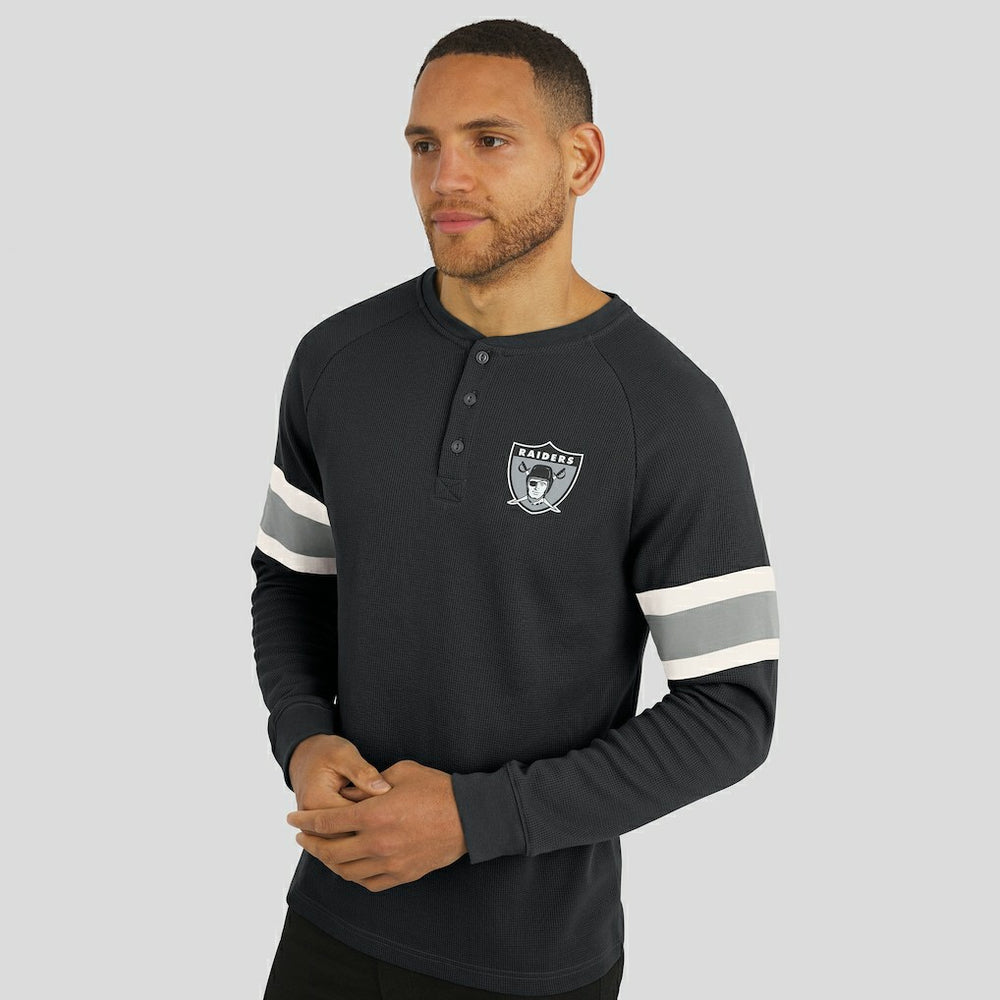 Las Vegas Raiders Fanatics Darius Rucker Collection Waffle-Knit Raglan Long Sleeve Henley T-Shirt