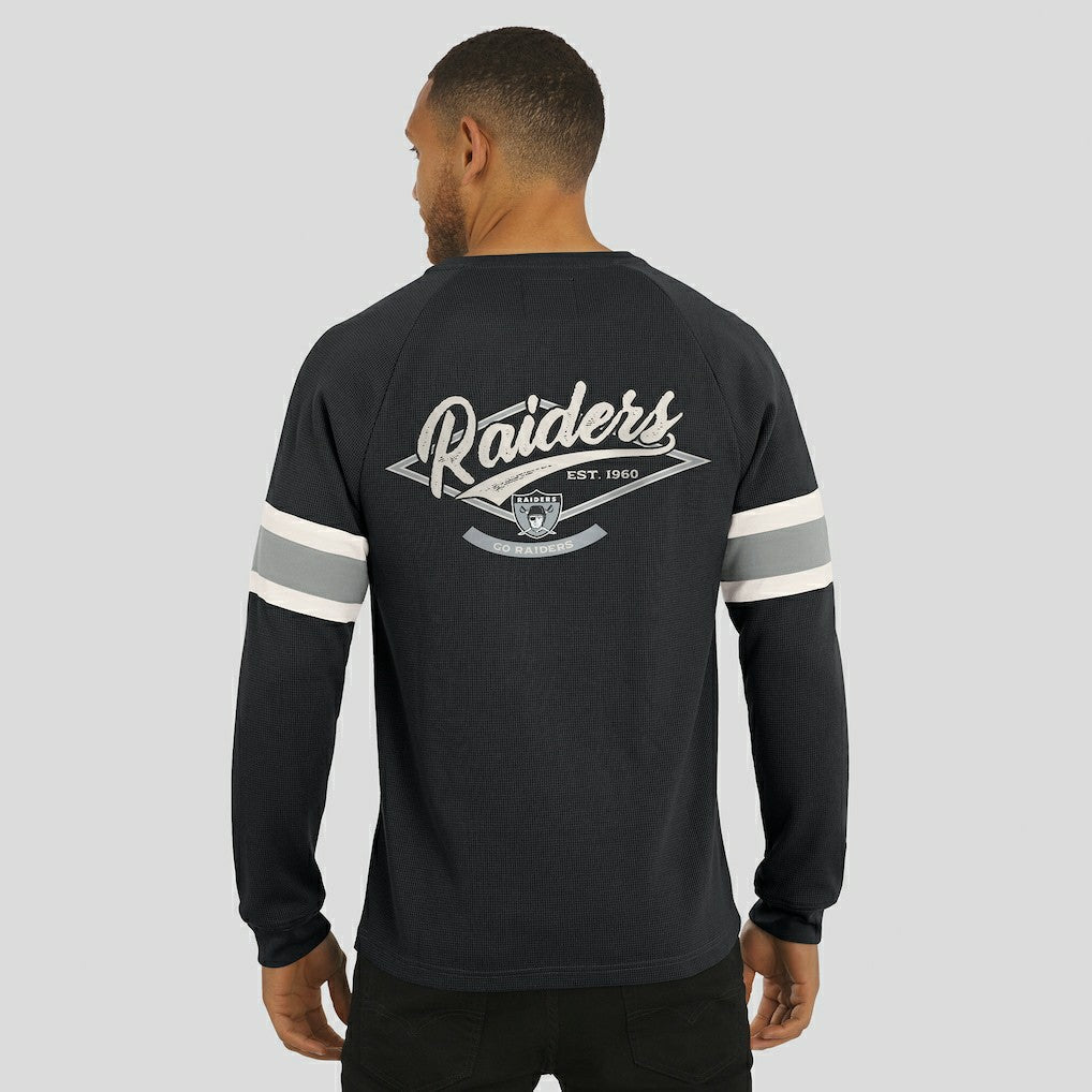 Las Vegas Raiders Fanatics Darius Rucker Collection Waffle-Knit Raglan Long Sleeve Henley T-Shirt