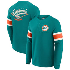 Miami Dolphins Fanatics Darius Rucker Collection Waffle-Knit Raglan Long Sleeve Henley T-Shirt