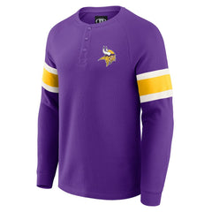 Minnesota Vikings Fanatics Darius Rucker Collection Waffle-Knit Raglan Long Sleeve Henley T-Shirt