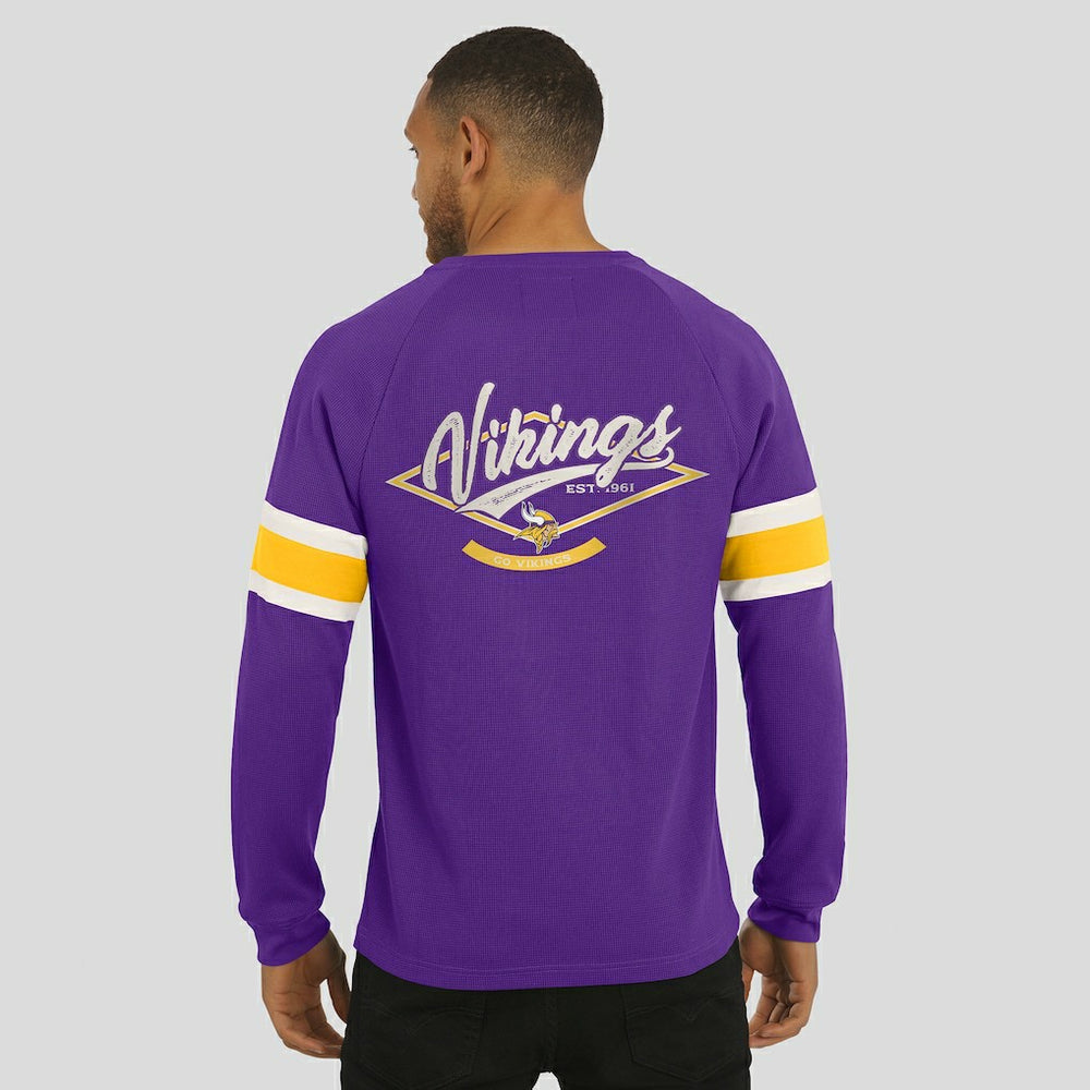 Minnesota Vikings Fanatics Darius Rucker Collection Waffle-Knit Raglan Long Sleeve Henley T-Shirt