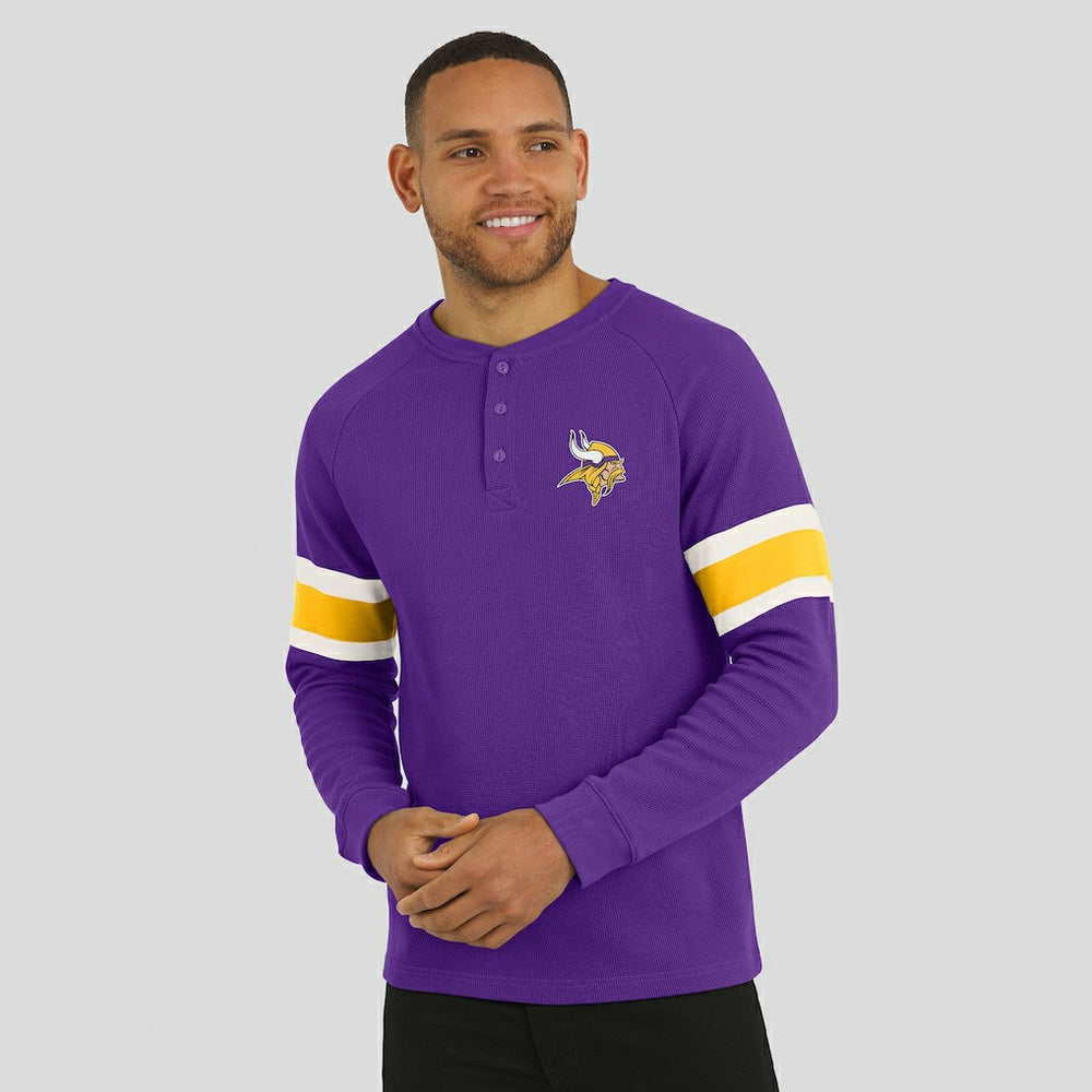 Minnesota Vikings Fanatics Darius Rucker Collection Waffle-Knit Raglan Long Sleeve Henley T-Shirt