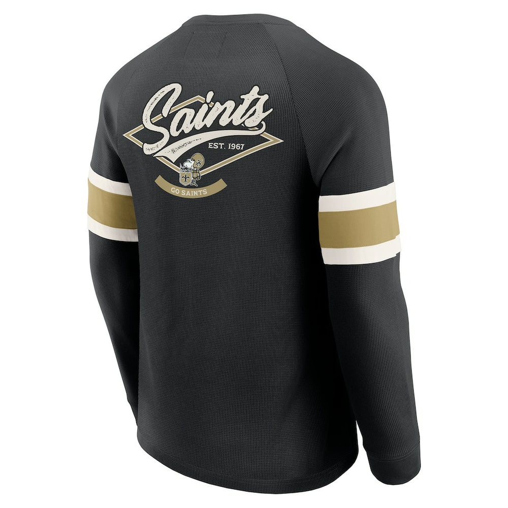 New Orleans Saints Fanatics Darius Rucker Collection Waffle-Knit Raglan Long Sleeve Henley T-Shirt