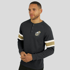 New Orleans Saints Fanatics Darius Rucker Collection Waffle-Knit Raglan Long Sleeve Henley T-Shirt