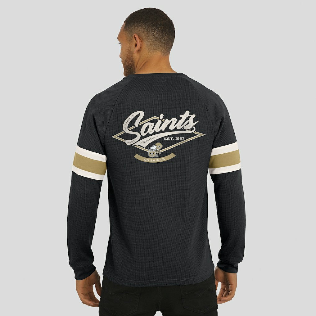 New Orleans Saints Fanatics Darius Rucker Collection Waffle-Knit Raglan Long Sleeve Henley T-Shirt