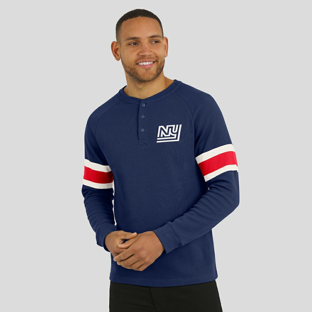 New York Giants Fanatics Darius Rucker Collection Waffle-Knit Raglan Long Sleeve Henley T-Shirt