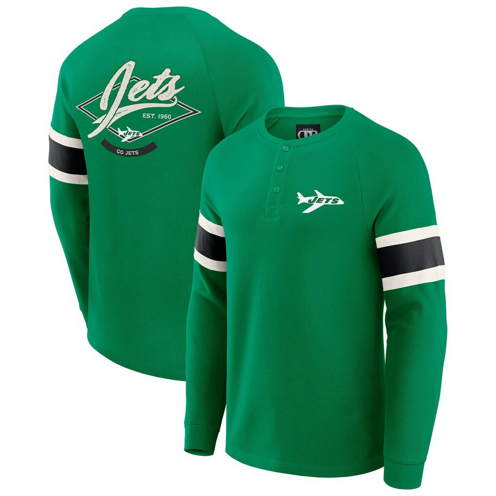 New York Jets Fanatics Darius Rucker Collection Waffle-Knit Raglan Long Sleeve Henley T-Shirt