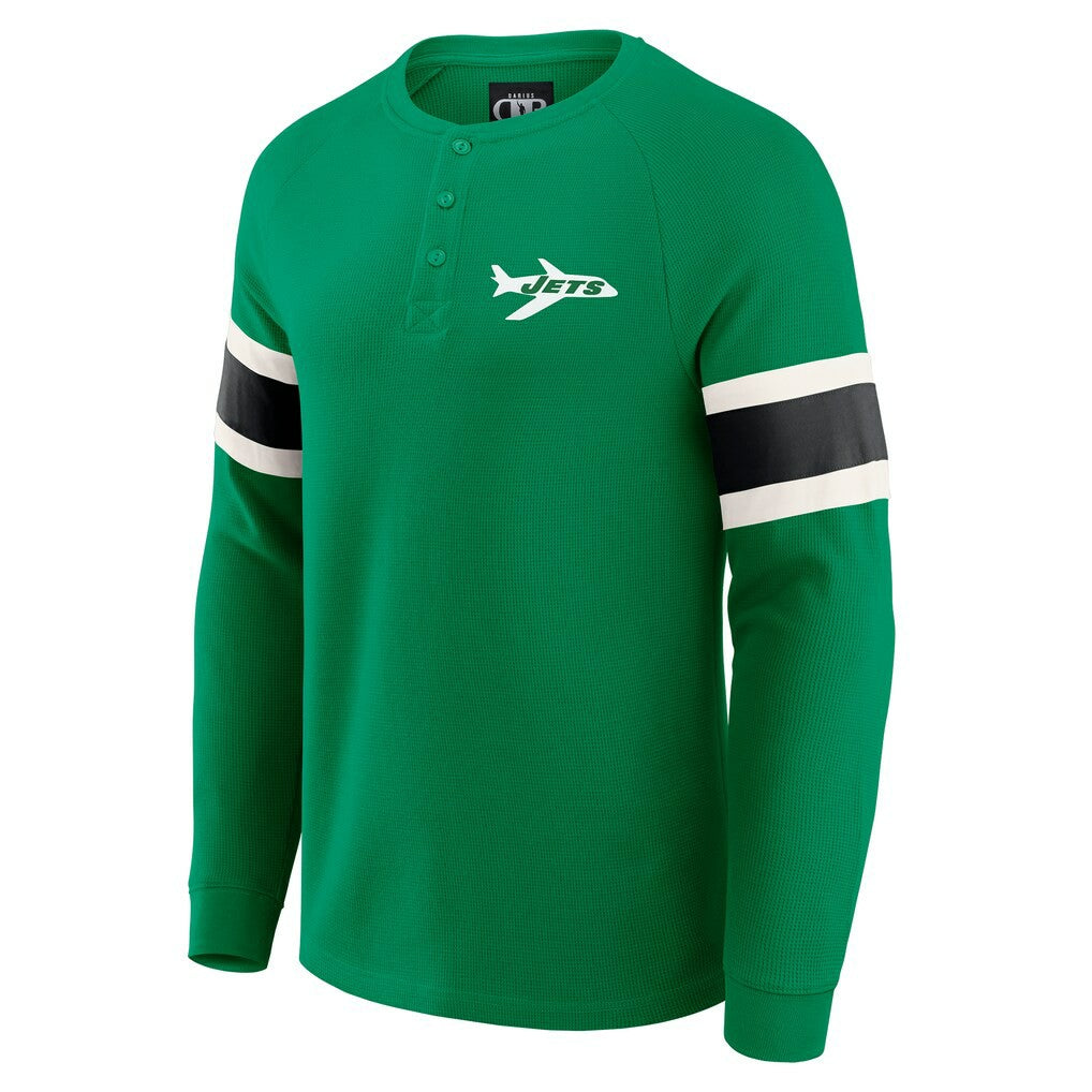 New York Jets Fanatics Darius Rucker Collection Waffle-Knit Raglan Long Sleeve Henley T-Shirt