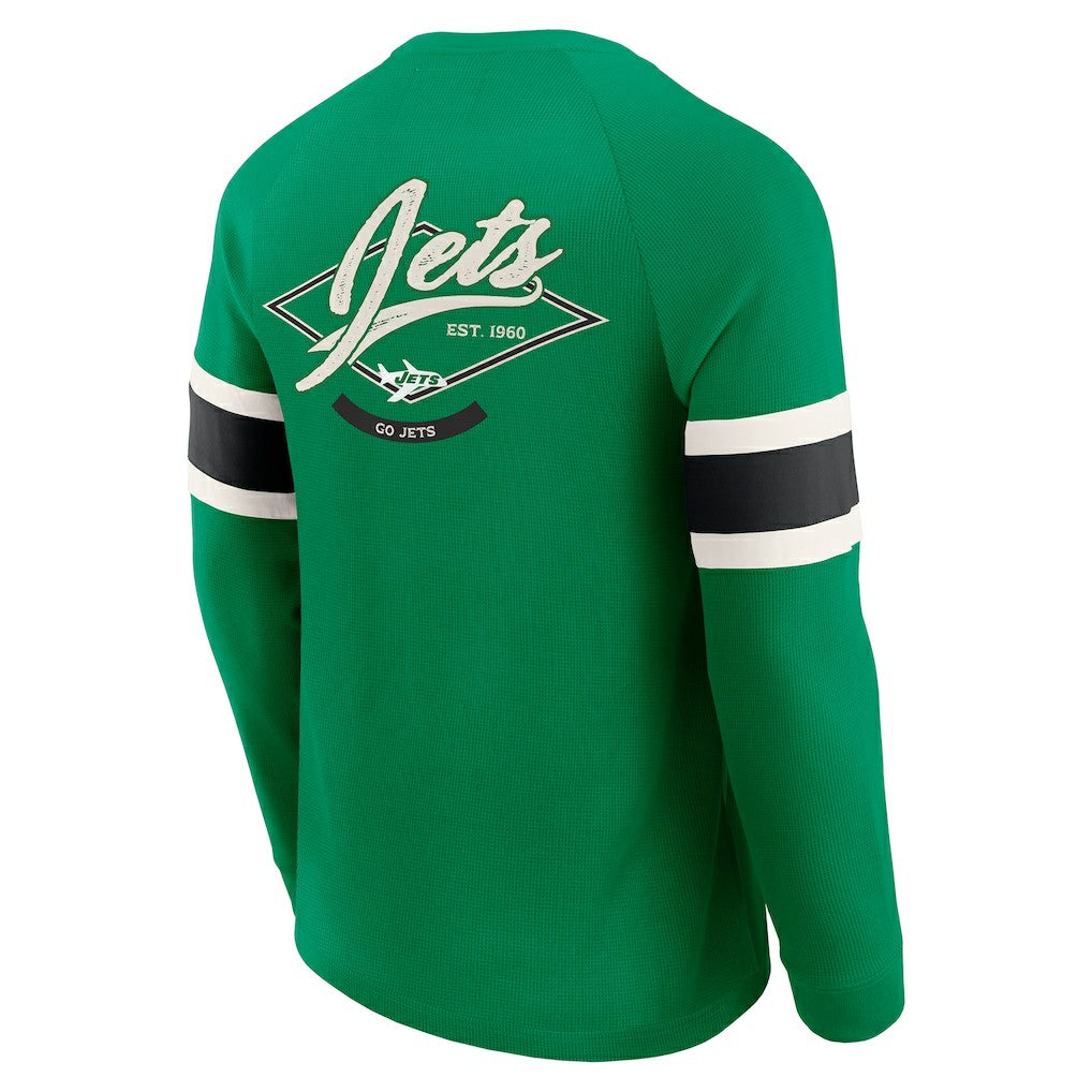 New York Jets Fanatics Darius Rucker Collection Waffle-Knit Raglan Long Sleeve Henley T-Shirt