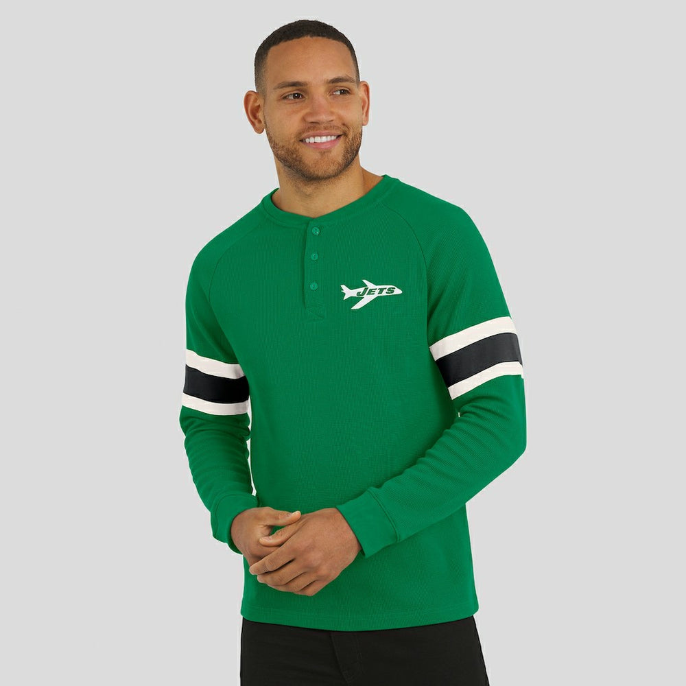 New York Jets Fanatics Darius Rucker Collection Waffle-Knit Raglan Long Sleeve Henley T-Shirt