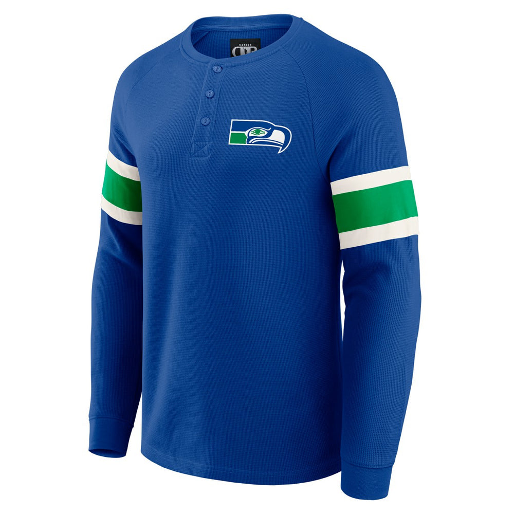 Seattle Seahawks Fanatics Darius Rucker Collection Waffle-Knit Raglan Long Sleeve Henley T-Shirt