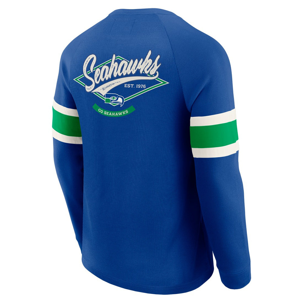 Seattle Seahawks Fanatics Darius Rucker Collection Waffle-Knit Raglan Long Sleeve Henley T-Shirt