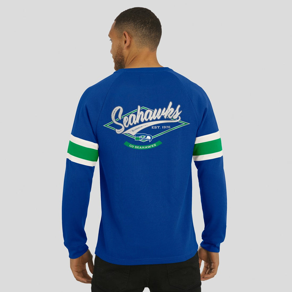 Seattle Seahawks Fanatics Darius Rucker Collection Waffle-Knit Raglan Long Sleeve Henley T-Shirt