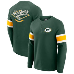 Green Bay Packers Fanatics Darius Rucker Collection Waffle-Knit Raglan Long Sleeve Henley T-Shirt