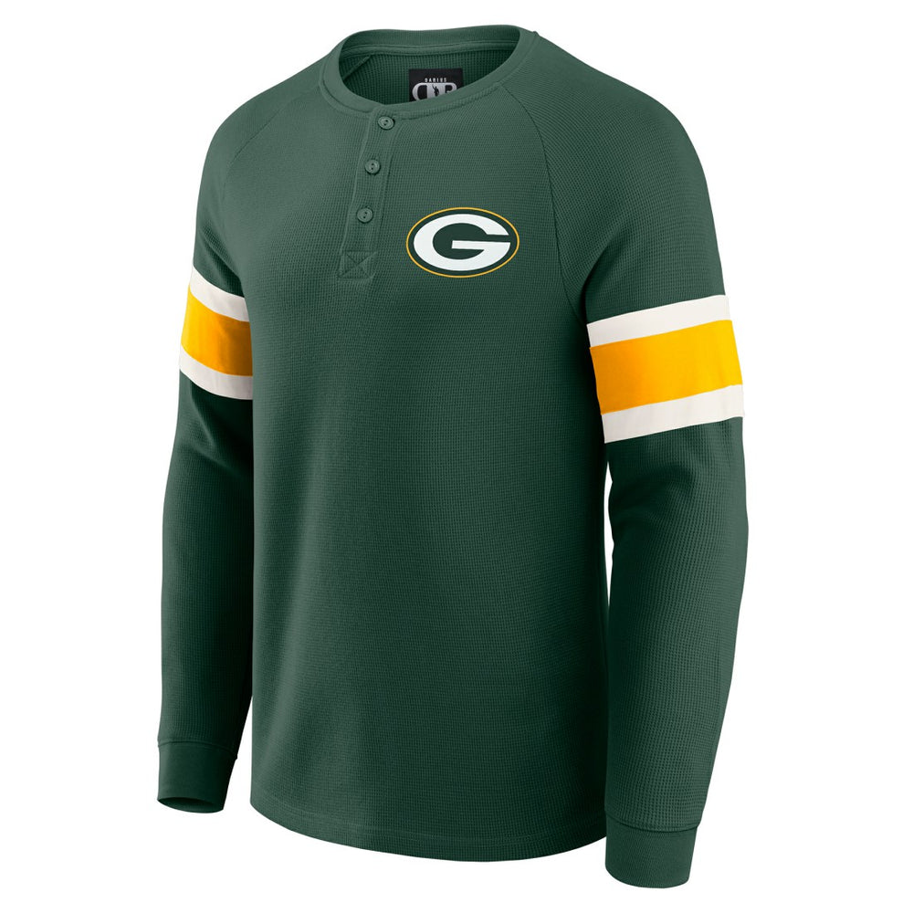 Green Bay Packers Fanatics Darius Rucker Collection Waffle-Knit Raglan Long Sleeve Henley T-Shirt