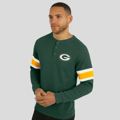 Green Bay Packers Fanatics Darius Rucker Collection Waffle-Knit Raglan Long Sleeve Henley T-Shirt