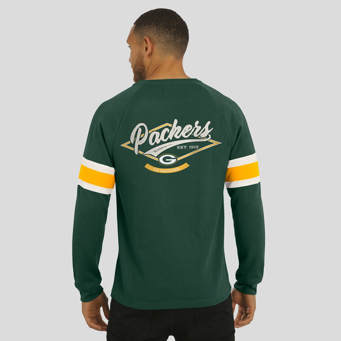 Green Bay Packers Fanatics Darius Rucker Collection Waffle-Knit Raglan Long Sleeve Henley T-Shirt