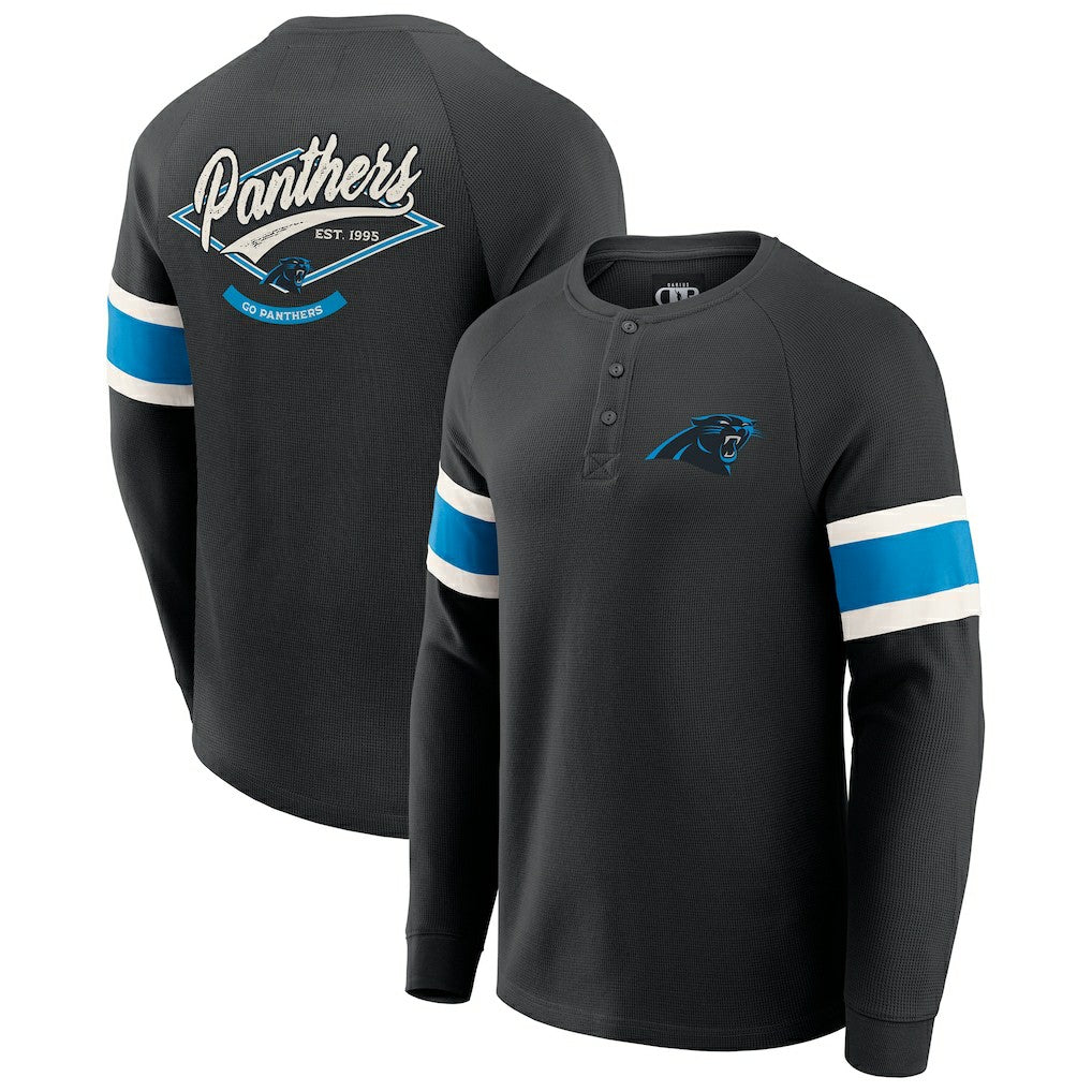 Carolina Panthers Fanatics Darius Rucker Collection Waffle-Knit Raglan Long Sleeve Henley T-Shirt