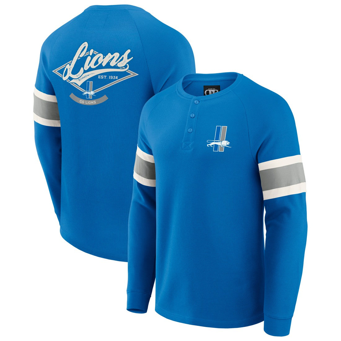 Detroit Lions Fanatics Darius Rucker Collection Waffle-Knit Raglan Long Sleeve Henley T-Shirt