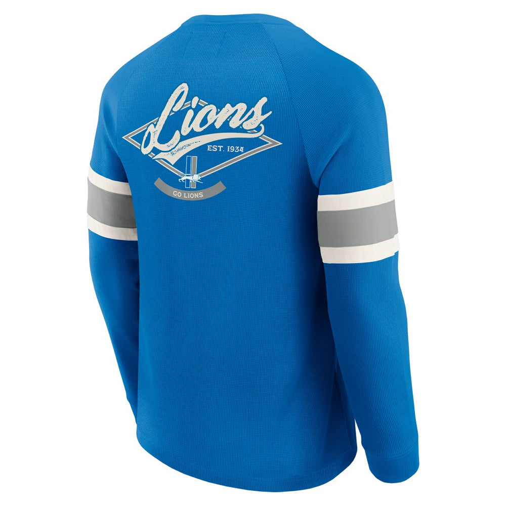 Detroit Lions Fanatics Darius Rucker Collection Waffle-Knit Raglan Long Sleeve Henley T-Shirt