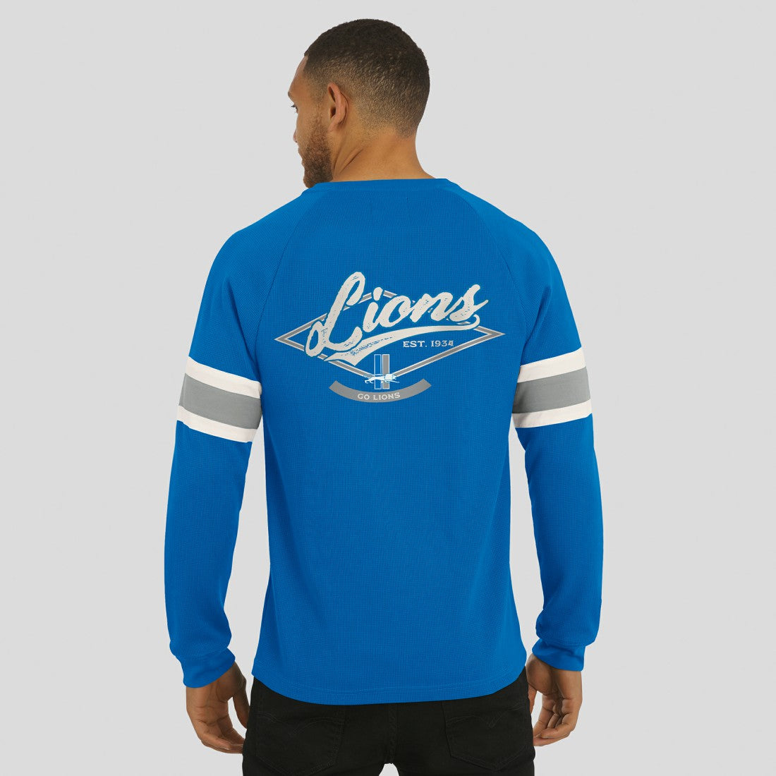 Detroit Lions Fanatics Darius Rucker Collection Waffle-Knit Raglan Long Sleeve Henley T-Shirt