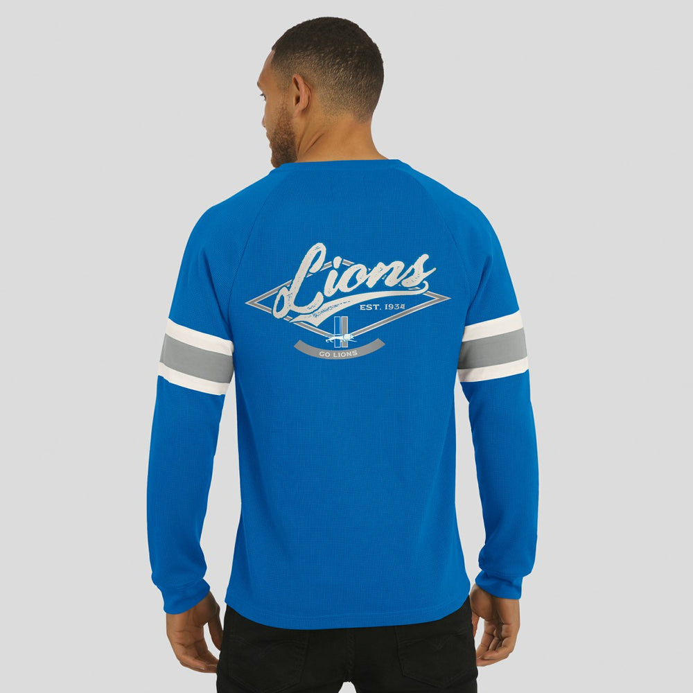 Detroit Lions Fanatics Darius Rucker Collection Waffle-Knit Raglan Long Sleeve Henley T-Shirt