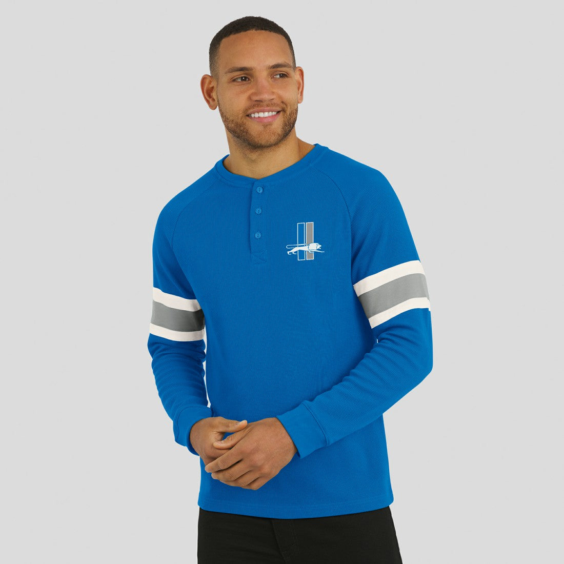 Detroit Lions Fanatics Darius Rucker Collection Waffle-Knit Raglan Long Sleeve Henley T-Shirt