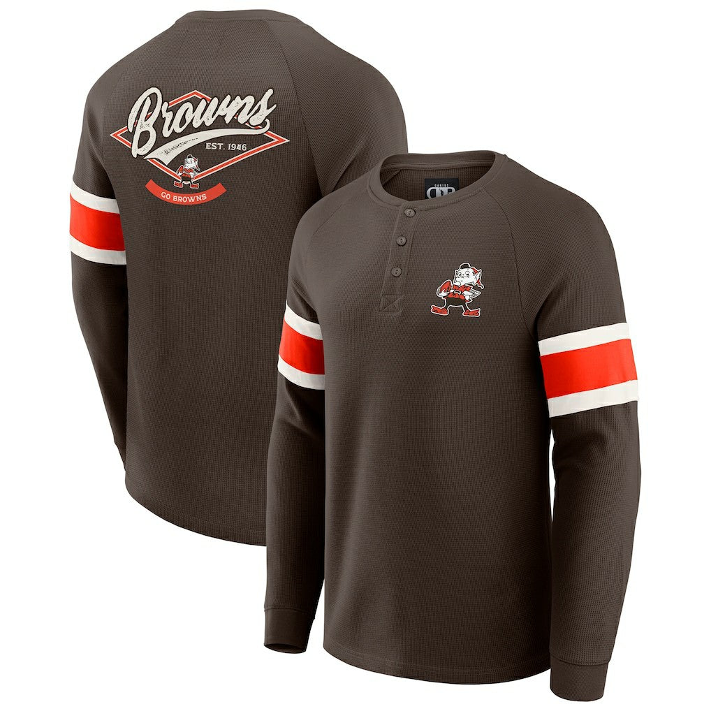 Cleveland Browns Fanatics Darius Rucker Collection Waffle-Knit Raglan Long Sleeve Henley T-Shirt
