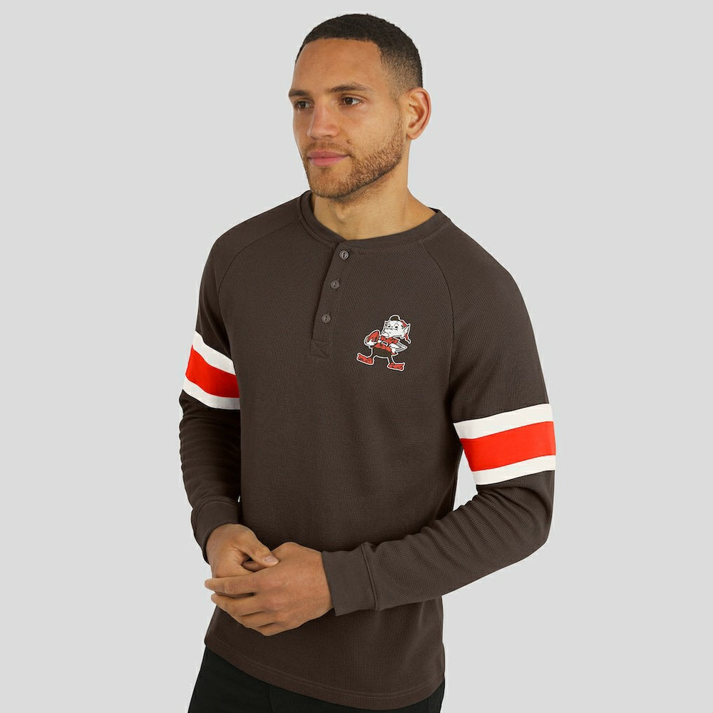 Cleveland Browns Fanatics Darius Rucker Collection Waffle-Knit Raglan Long Sleeve Henley T-Shirt