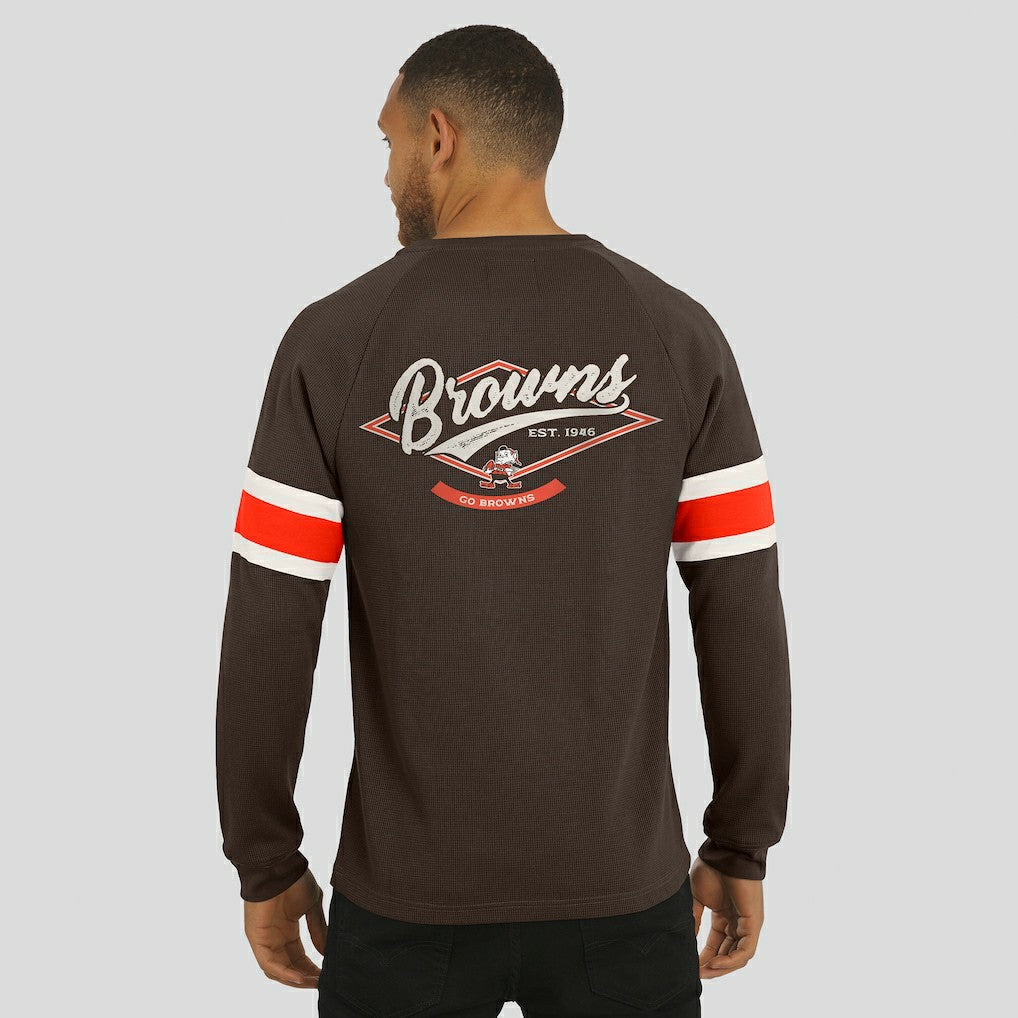 Cleveland Browns Fanatics Darius Rucker Collection Waffle-Knit Raglan Long Sleeve Henley T-Shirt