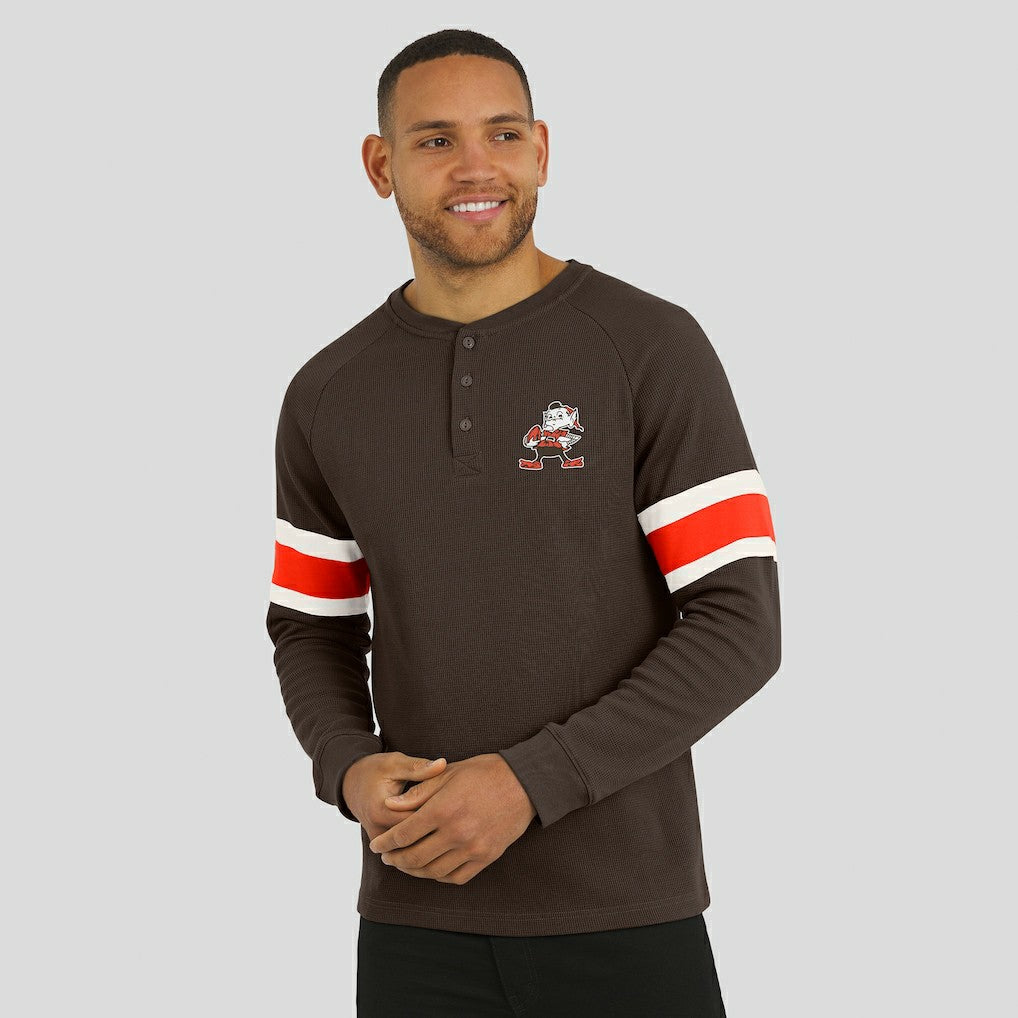 Cleveland Browns Fanatics Darius Rucker Collection Waffle-Knit Raglan Long Sleeve Henley T-Shirt