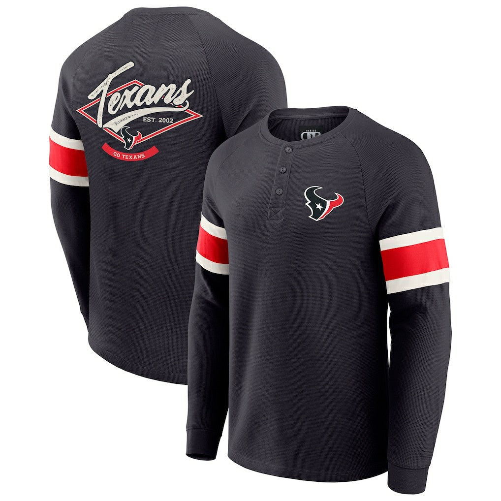 Houston Texans Fanatics Darius Rucker Collection Waffle-Knit Raglan Long Sleeve Henley T-Shirt