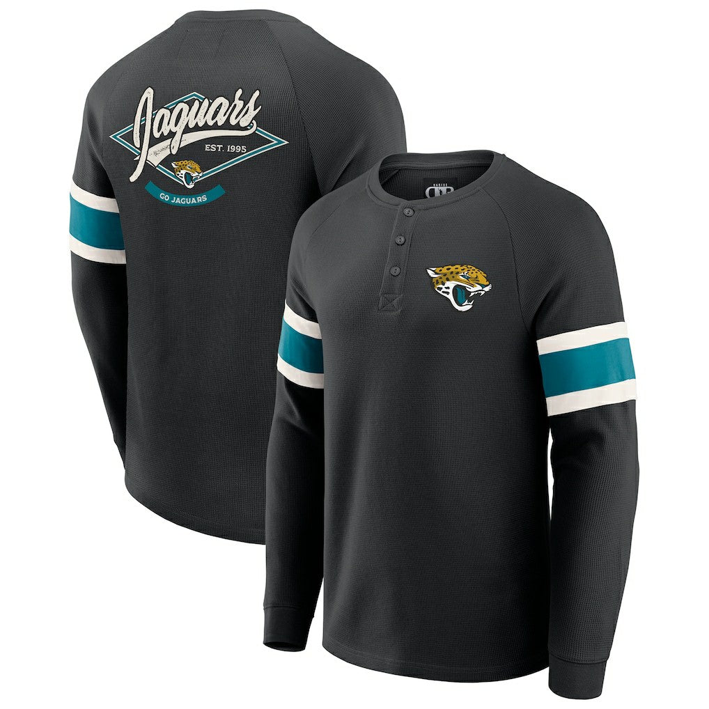 Jacksonville Jaguars Fanatics Darius Rucker Collection Waffle-Knit Raglan Long Sleeve Henley T-Shirt