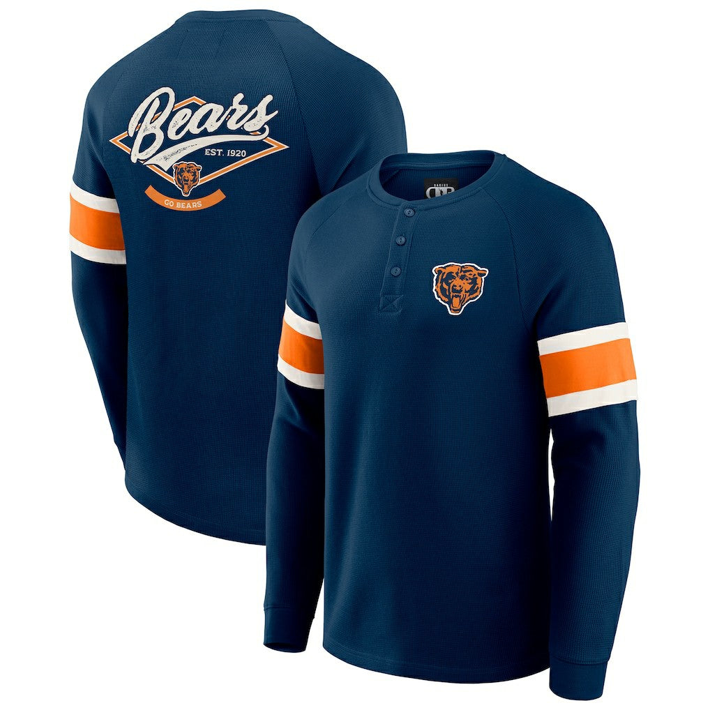 Chicago Bears Fanatics Darius Rucker Collection Waffle-Knit Raglan Long Sleeve Henley T-Shirt