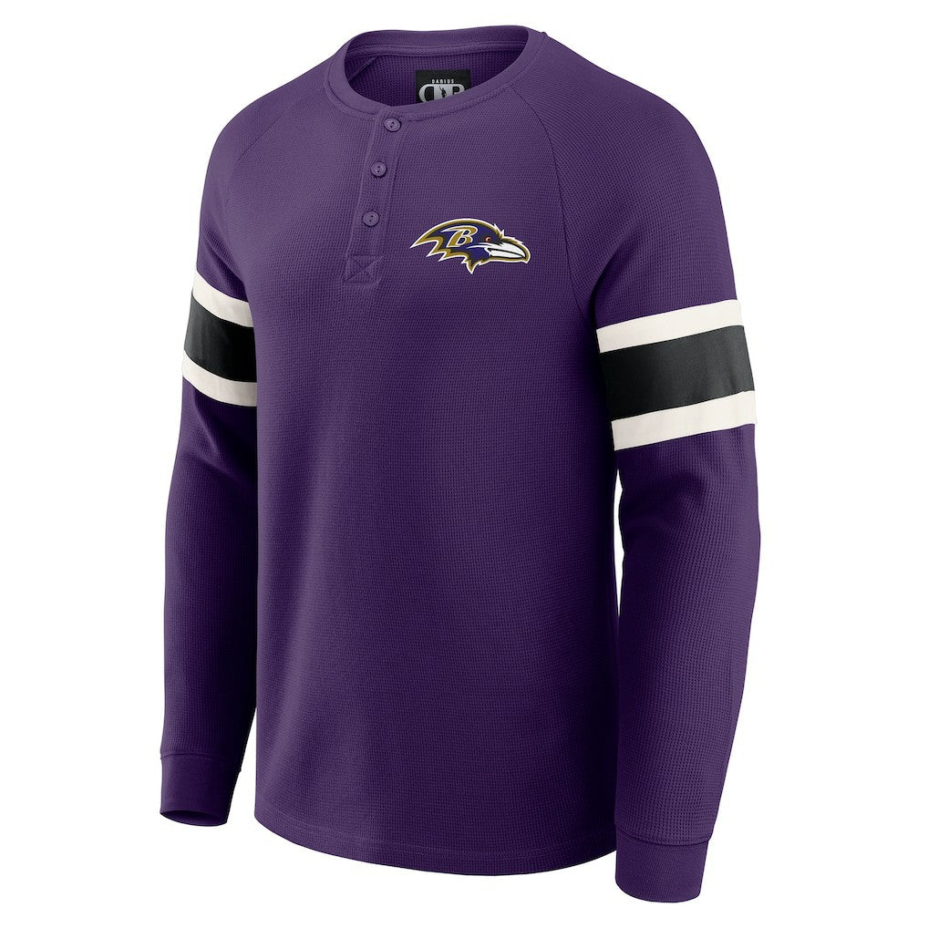 Baltimore Ravens Fanatics Darius Rucker Collection Waffle-Knit Raglan Long Sleeve Henley T-Shirt