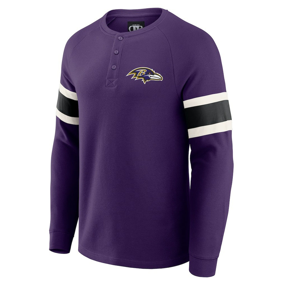 Baltimore Ravens Fanatics Darius Rucker Collection Waffle-Knit Raglan Long Sleeve Henley T-Shirt