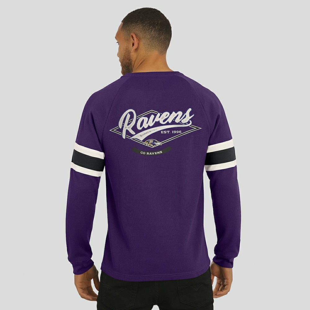 Baltimore Ravens Fanatics Darius Rucker Collection Waffle-Knit Raglan Long Sleeve Henley T-Shirt
