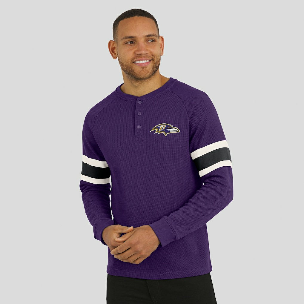 Baltimore Ravens Fanatics Darius Rucker Collection Waffle-Knit Raglan Long Sleeve Henley T-Shirt